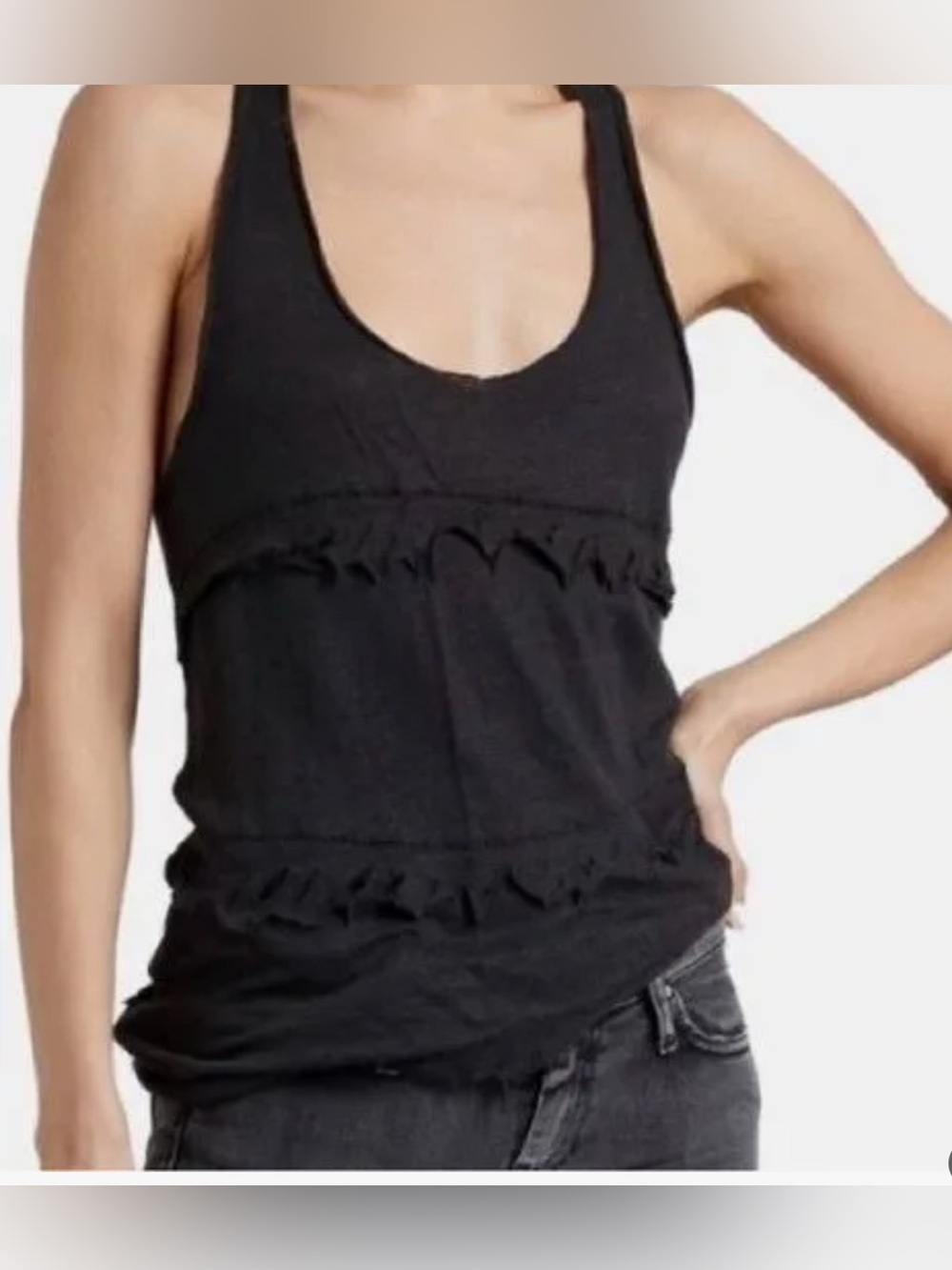 IRO Distressed Slub Linen Jersey Tank Top